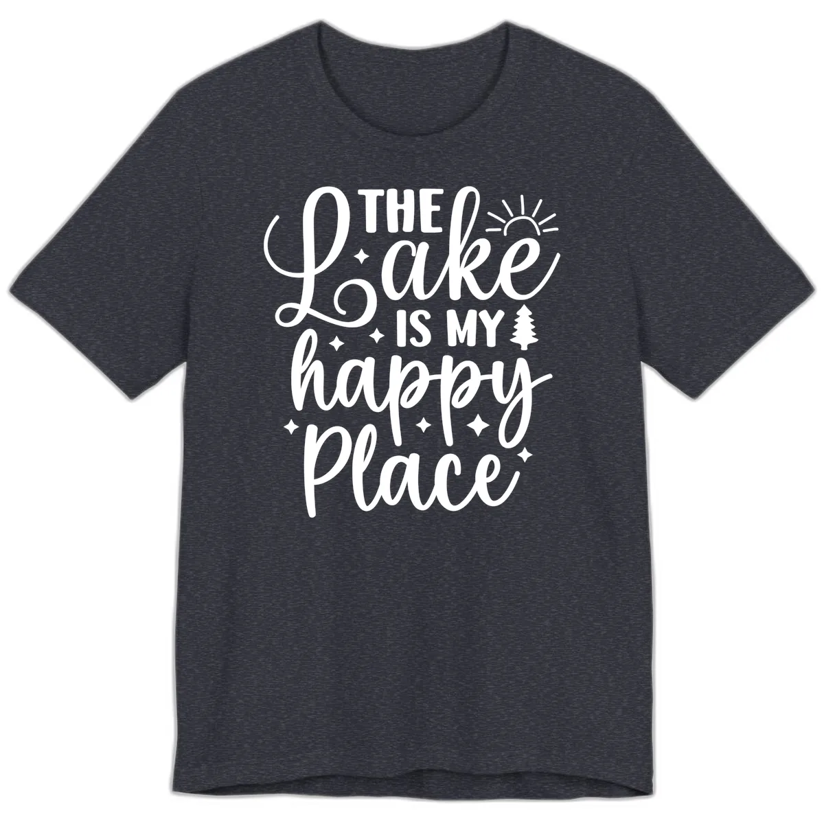 The Lake Is My Happy Place Premium T-Shirt in Heather Navy