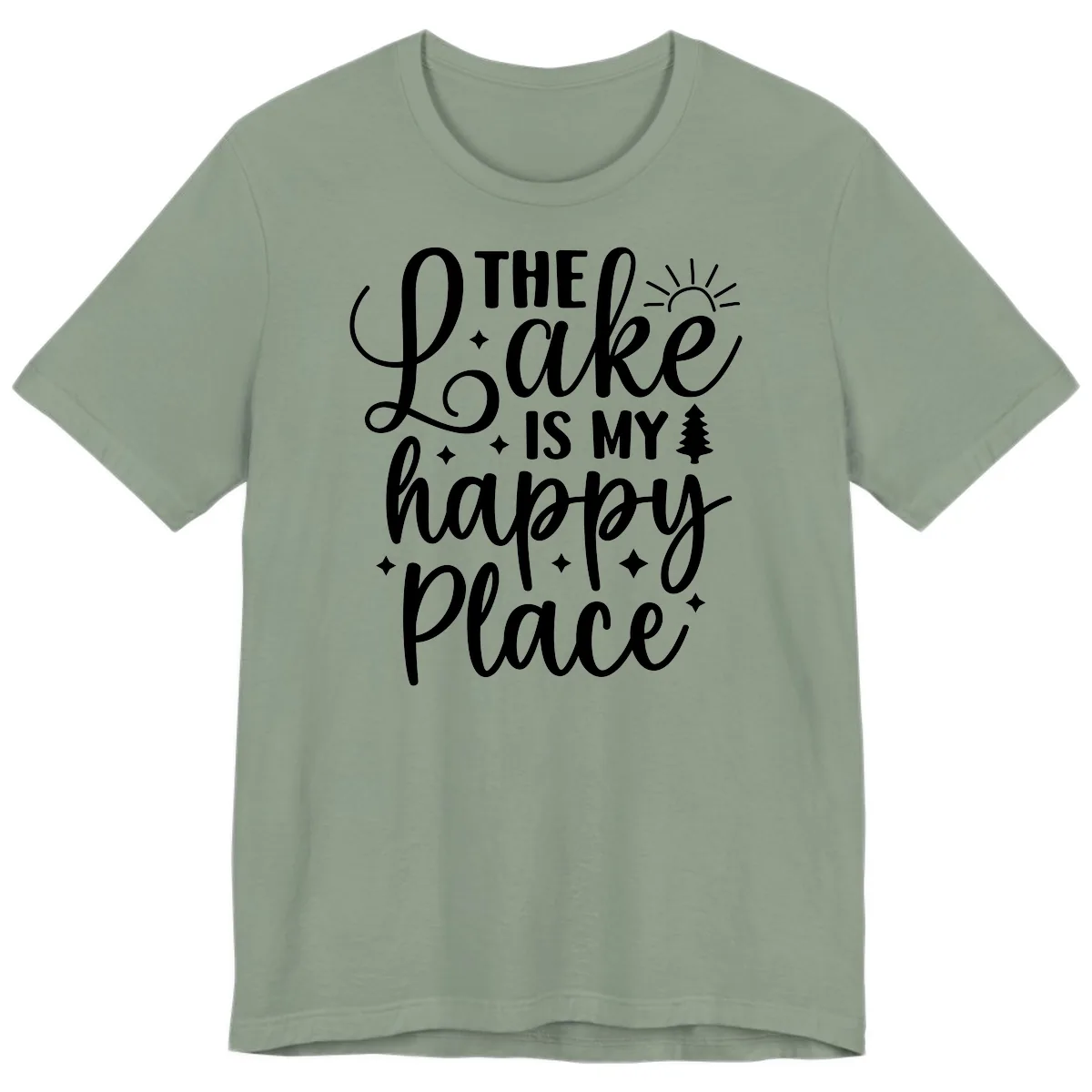 The Lake Is My Happy Place Premium T-Shirt in Sage
