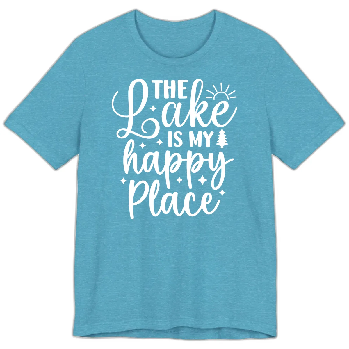 The Lake Is My Happy Place Premium T-Shirt in Heather Aqua