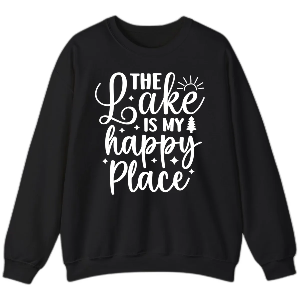 The Lake Is My Happy Place Sweatshirt in Black