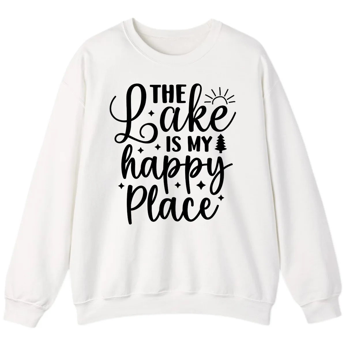 The Lake Is My Happy Place Sweatshirt in White
