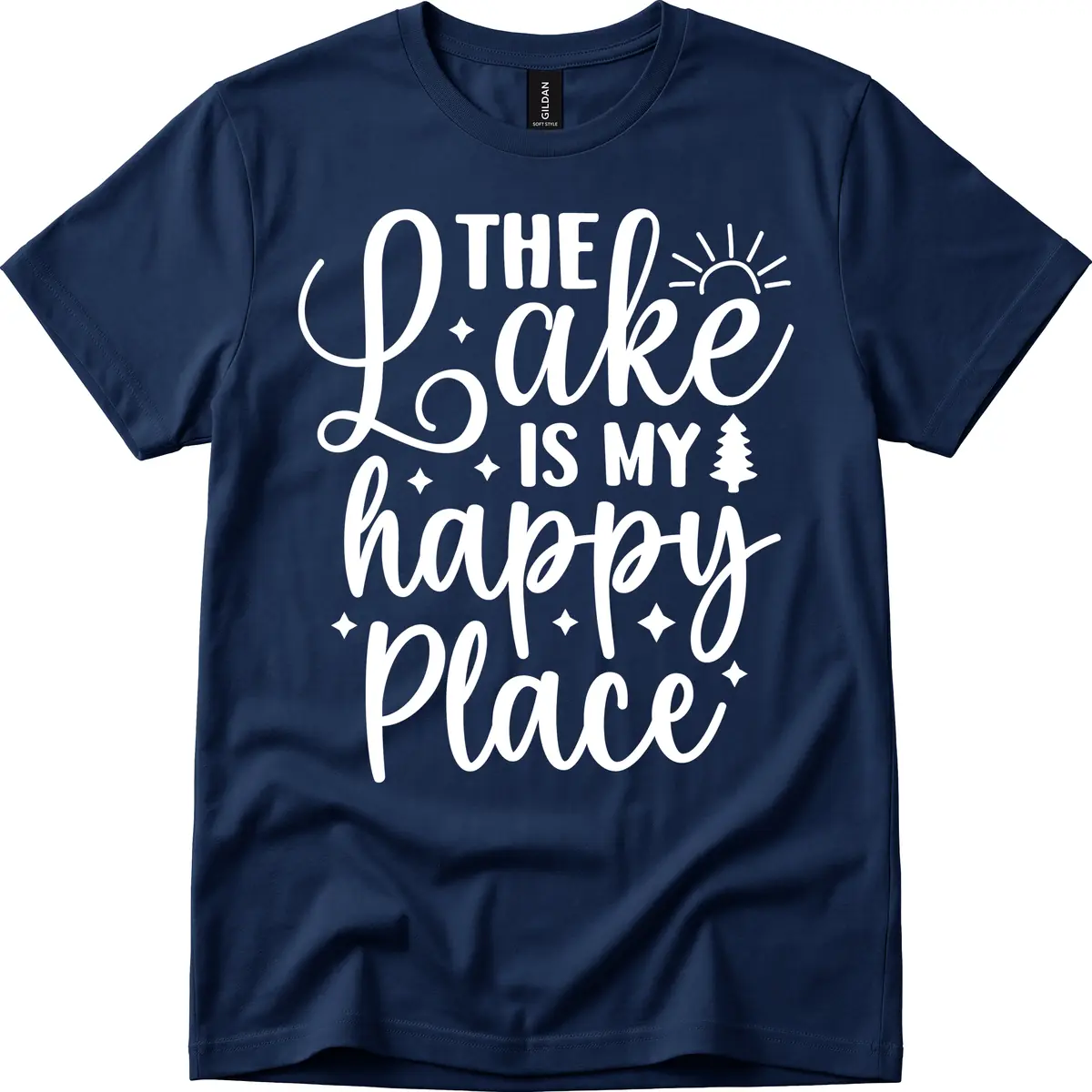 The Lake Is My Happy Place T-Shirt in Navy