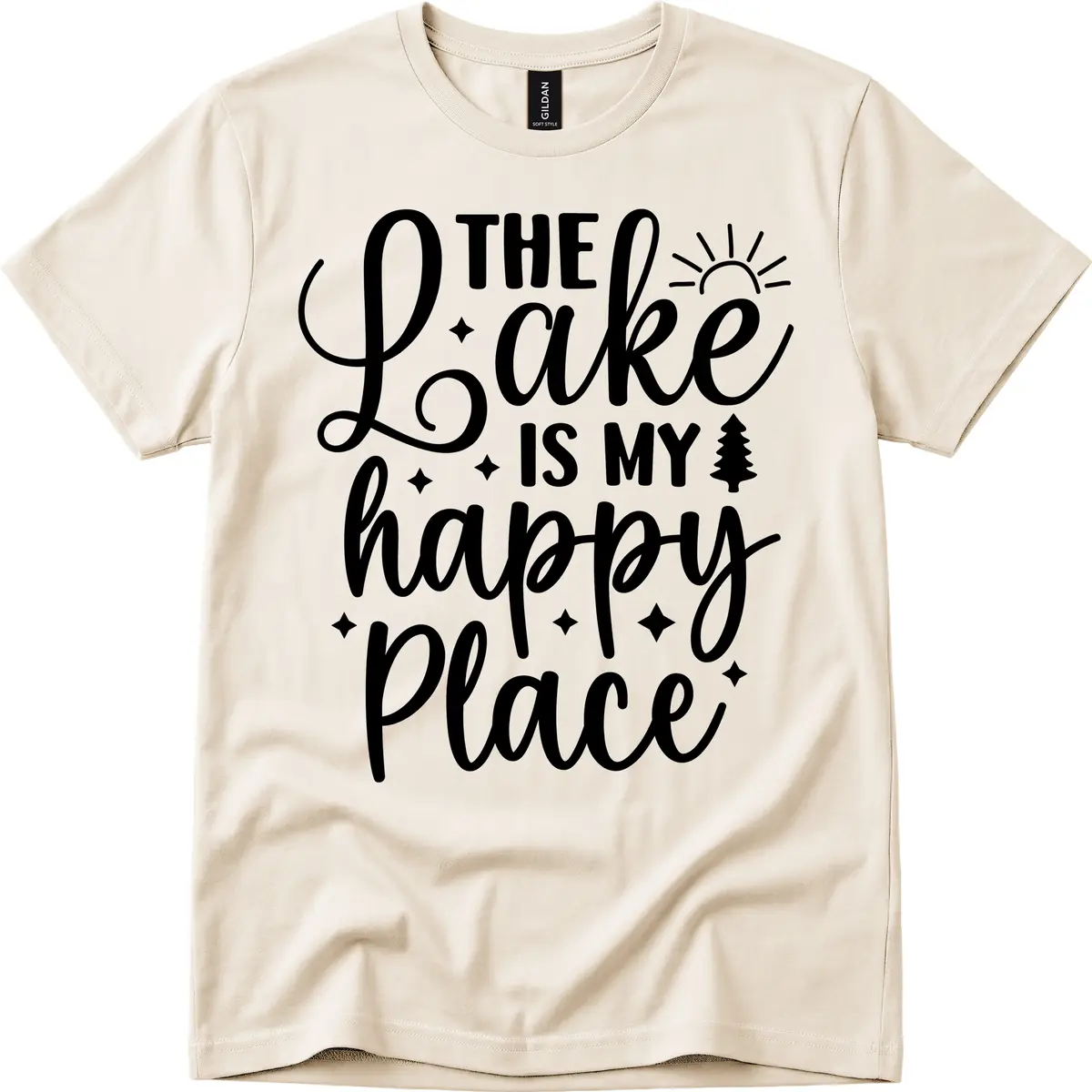 The Lake Is My Happy Place T-Shirt in Natural