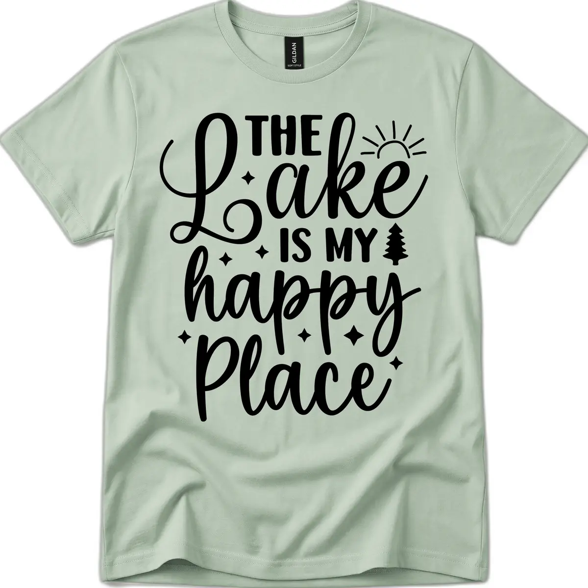 The Lake Is My Happy Place T-Shirt in Sage