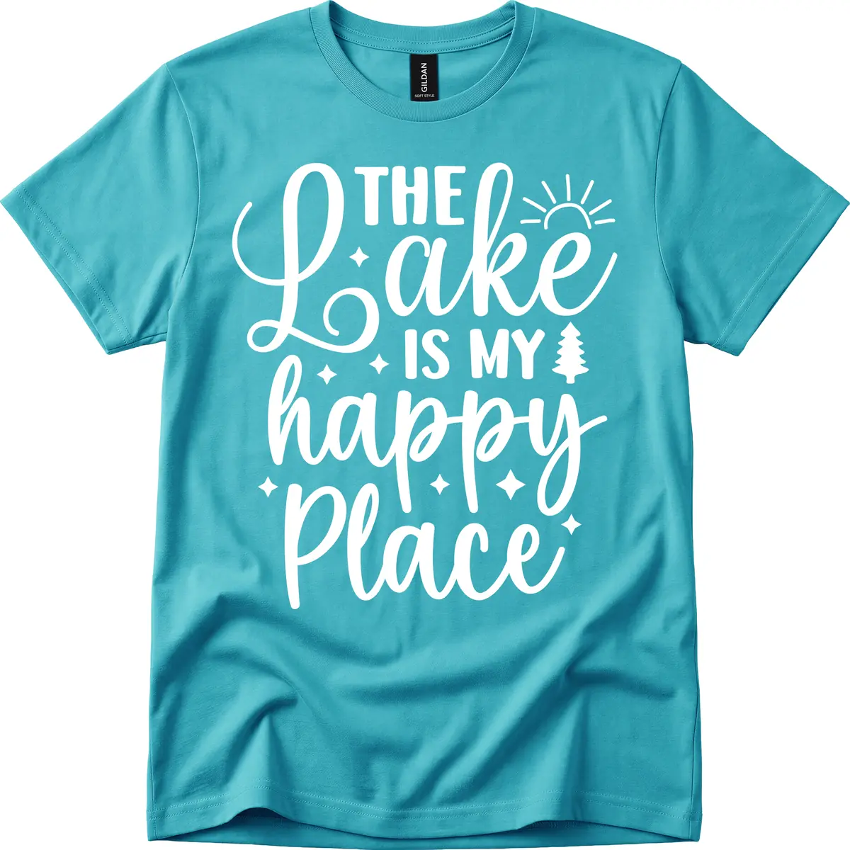 The Lake Is My Happy Place T-Shirt in Tropical Blue