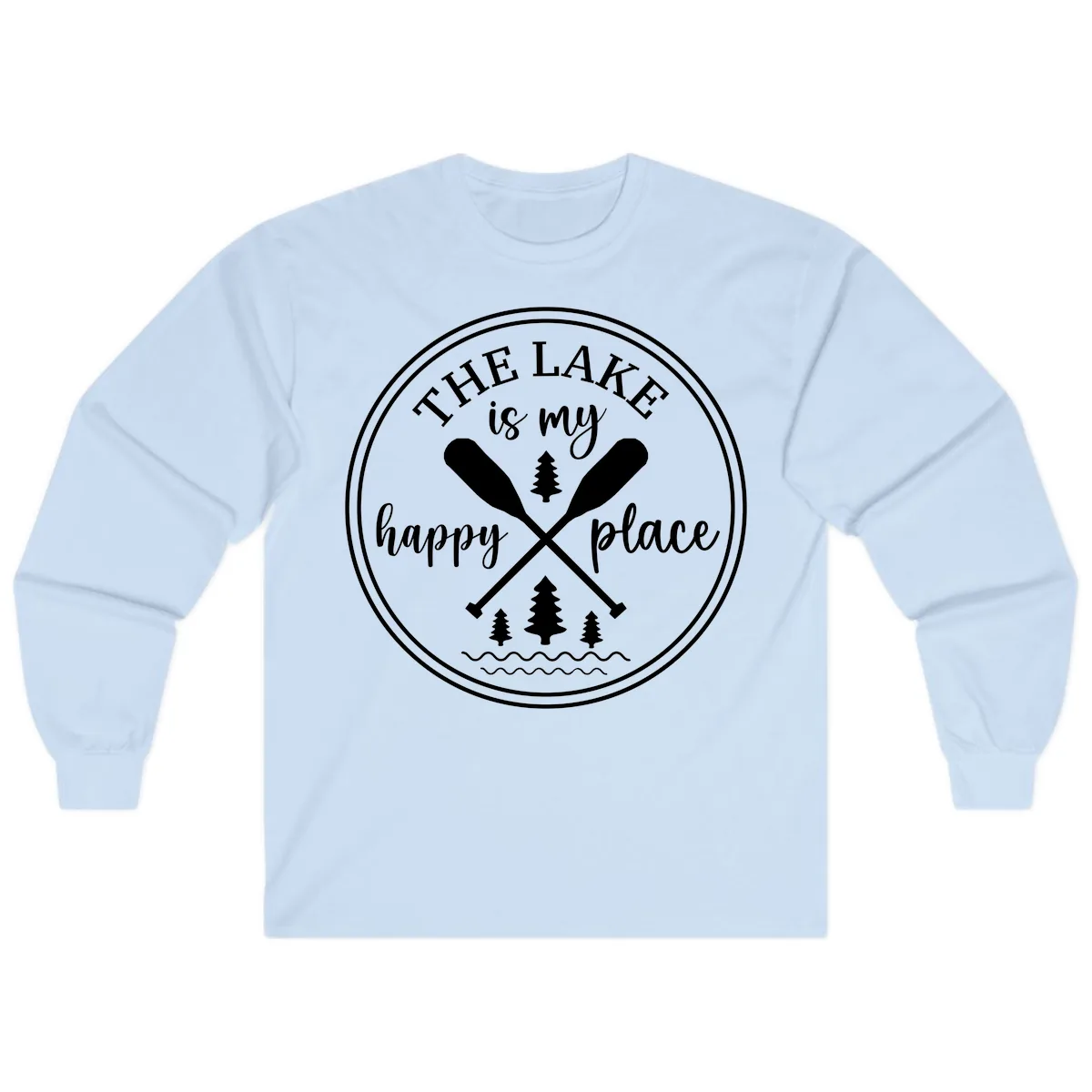 The Lake Is My Happy Place Design Long Sleeve in Light Blue
