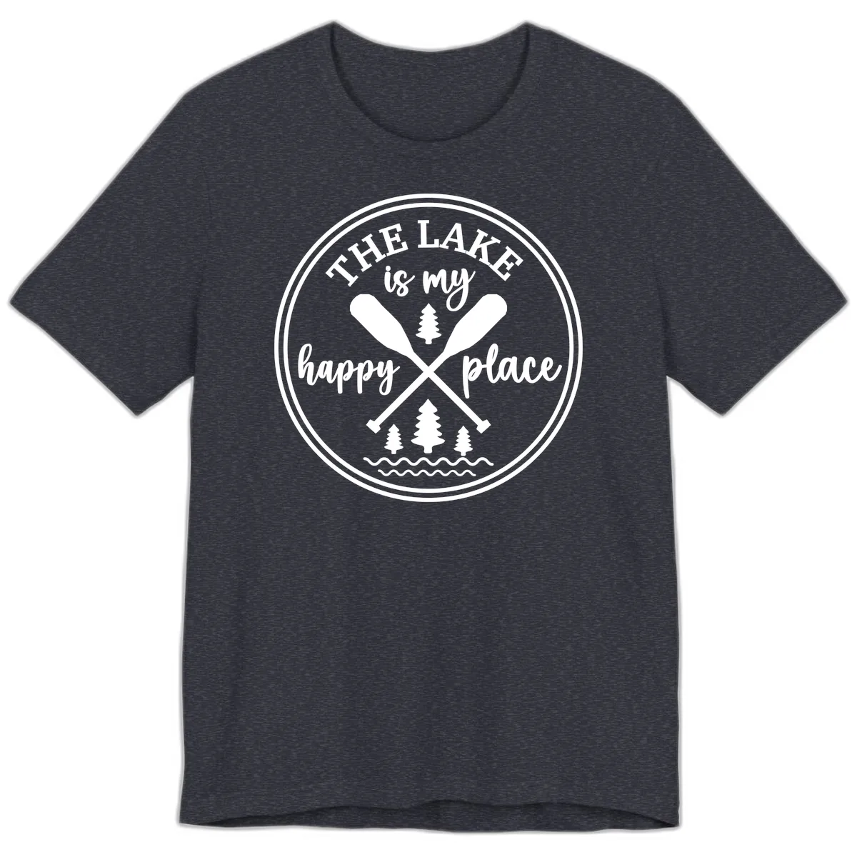 The Lake Is My Happy Place Design Premium T-Shirt in Heather Navy