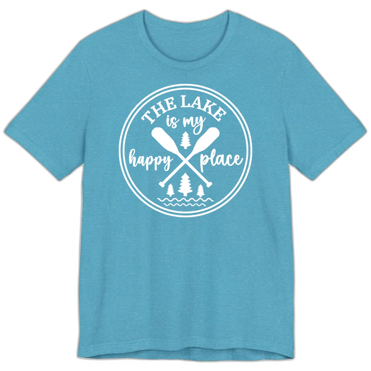 The Lake Is My Happy Place Design Premium T-Shirt in Heather Aqua