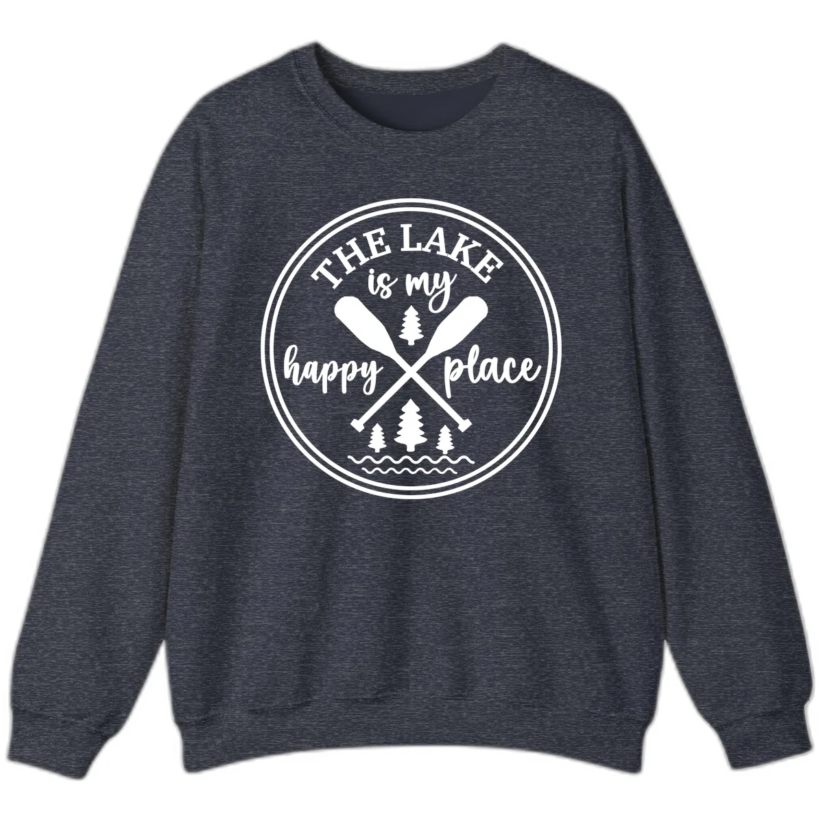 The Lake Is My Happy Place Design Sweatshirt in Heather Sport Dark Navy