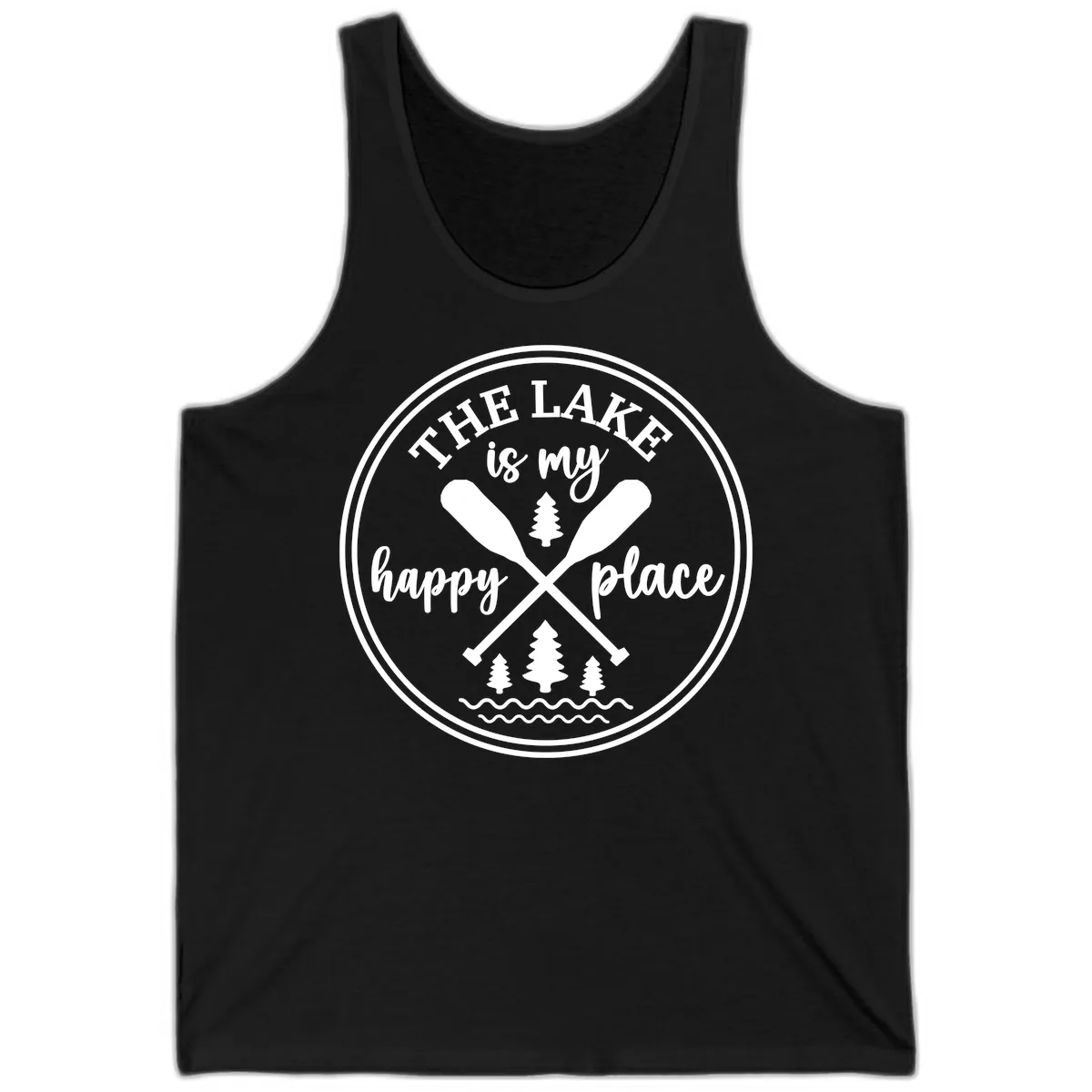 The Lake Is My Happy Place Design Tank in Black