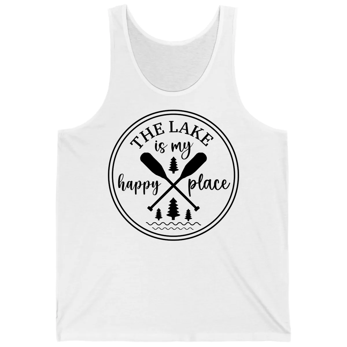 The Lake Is My Happy Place Design Tank in White