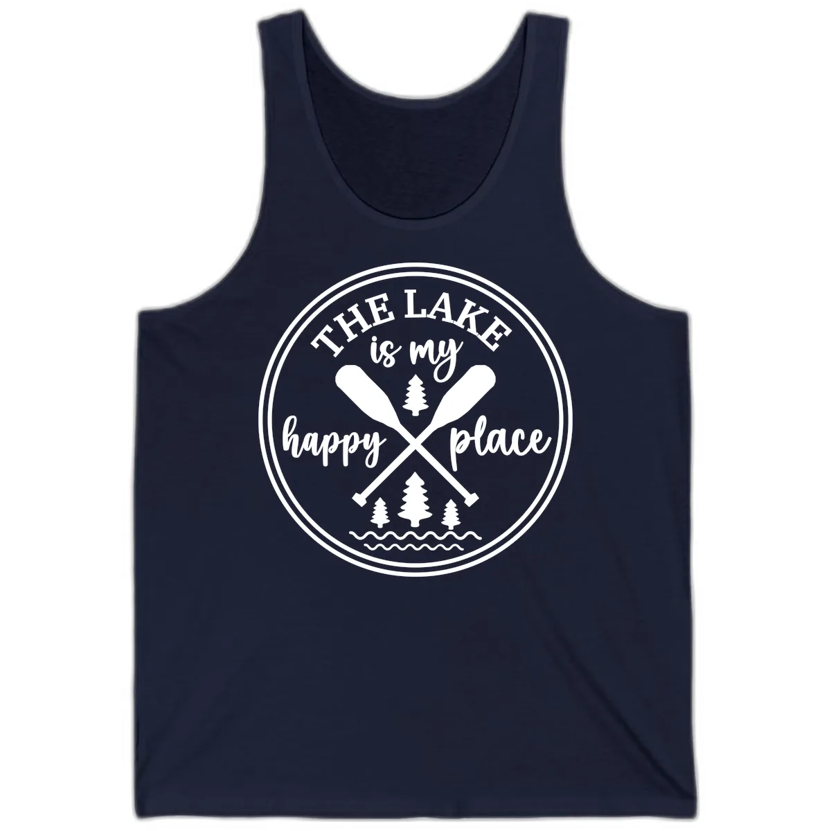 The Lake Is My Happy Place Design Tank in Navy