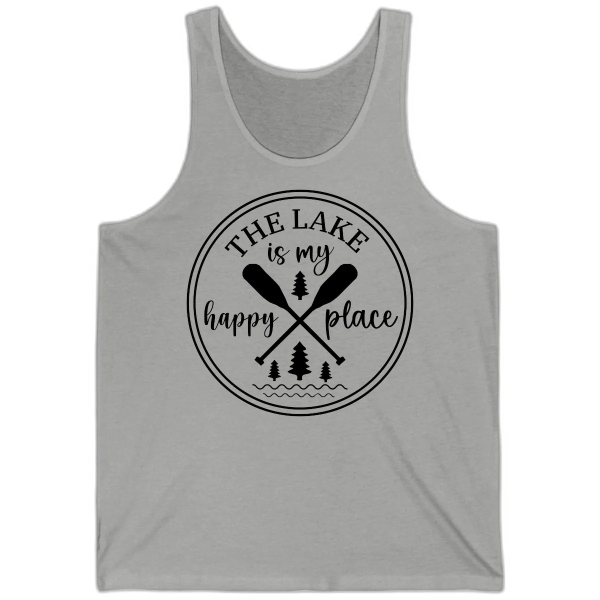 The Lake Is My Happy Place Design Tank in Athletic Heather