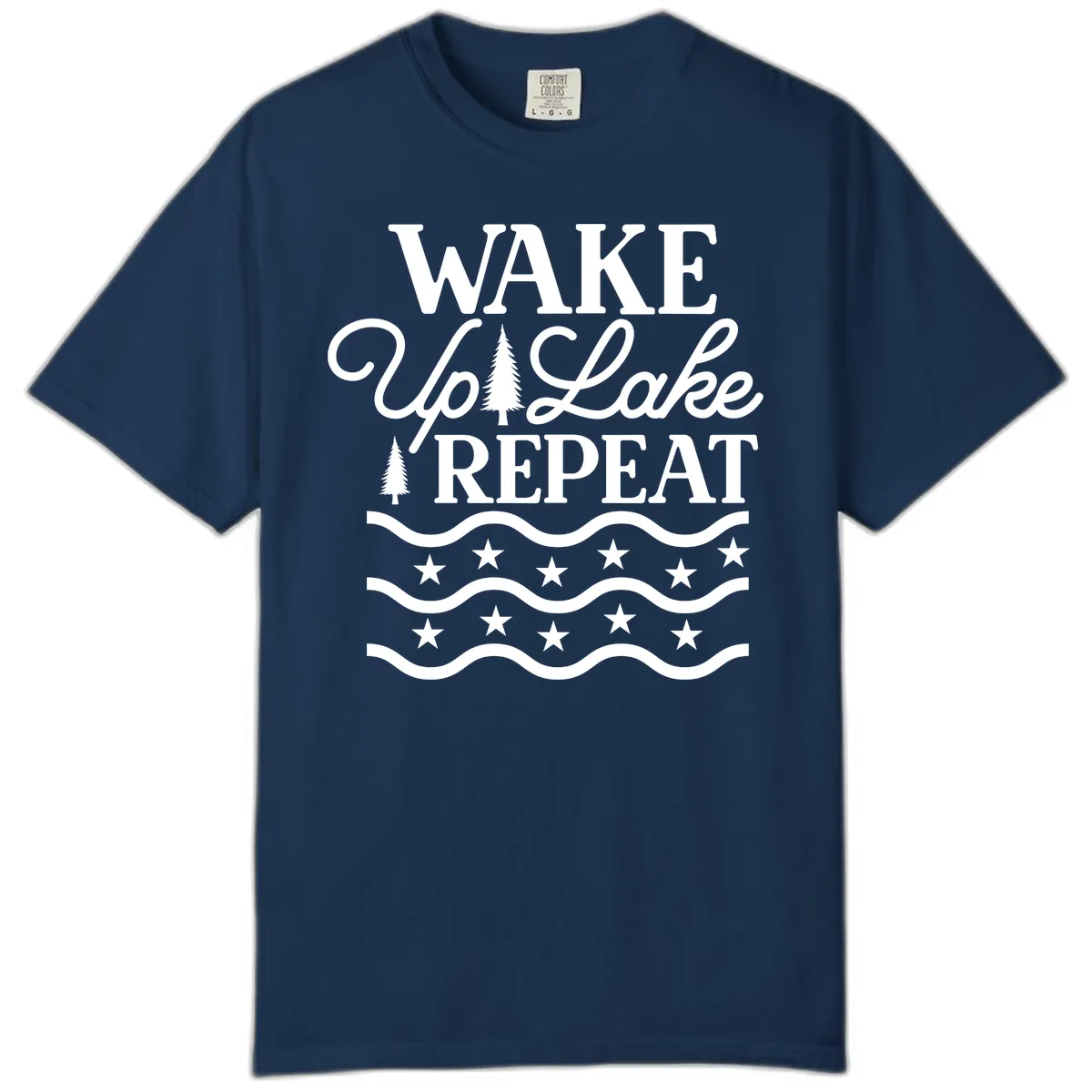Wake Up Lake Repeat Lifestyle Design Comfort Color in Navy