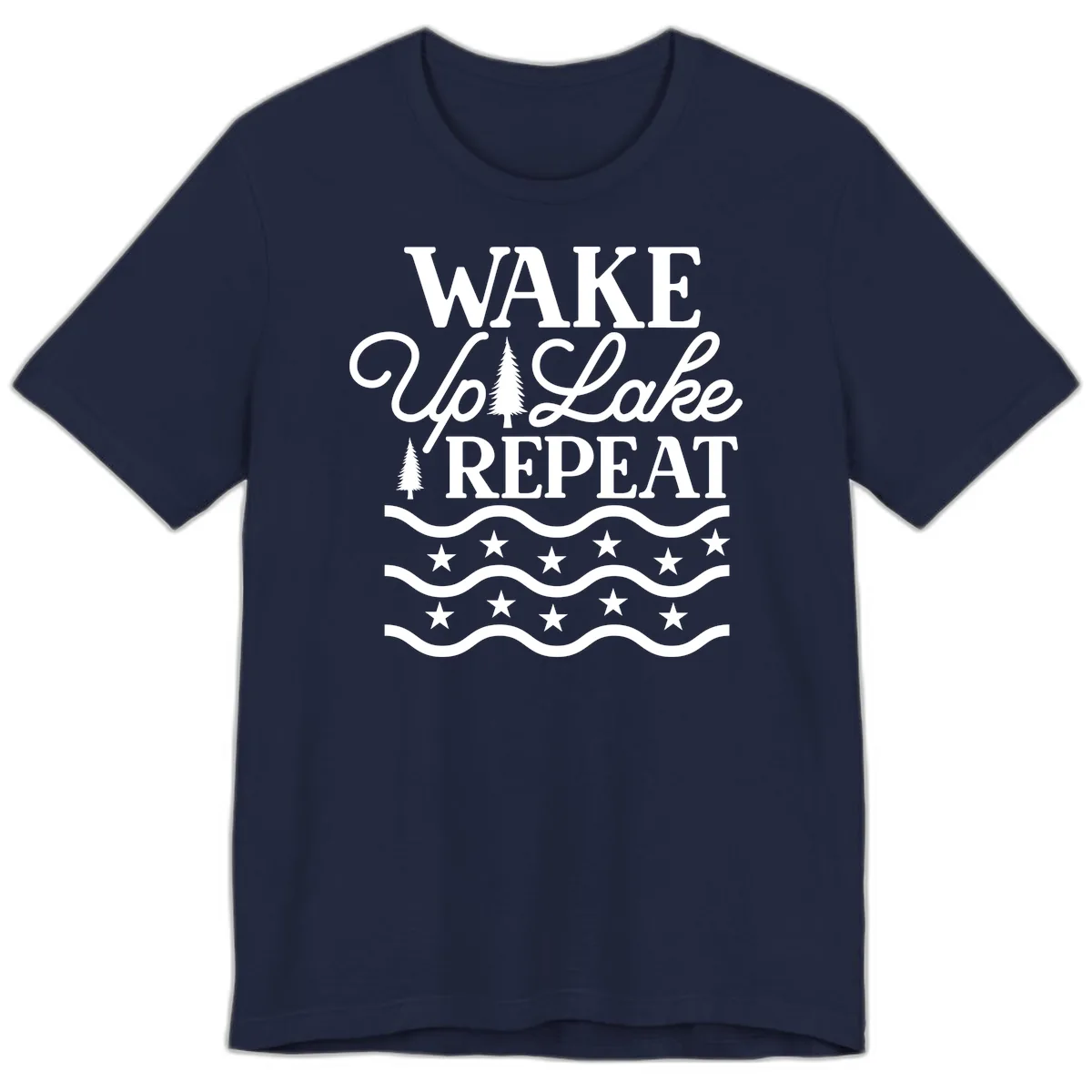 Wake Up Lake Repeat Lifestyle Design Premium T-Shirt in Navy