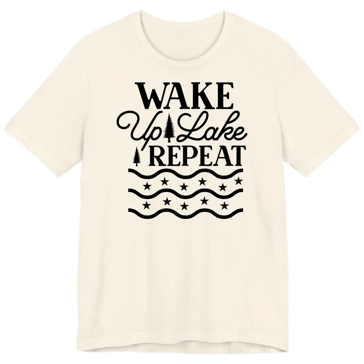 Wake Up Lake Repeat Lifestyle Design Premium T-Shirt in Natural