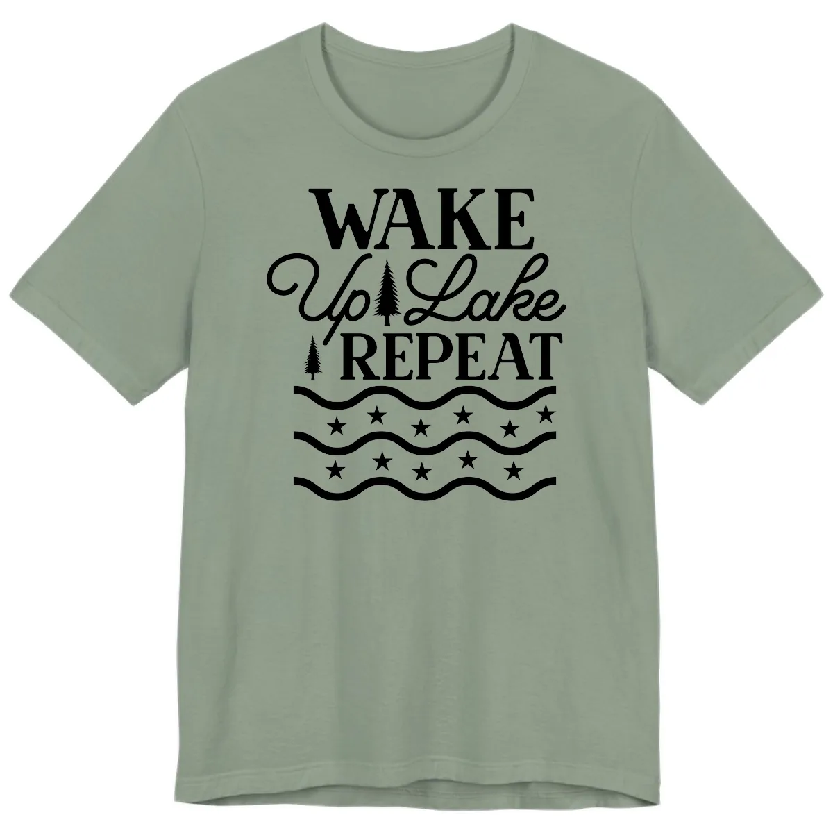 Wake Up Lake Repeat Lifestyle Design Premium T-Shirt in Sage
