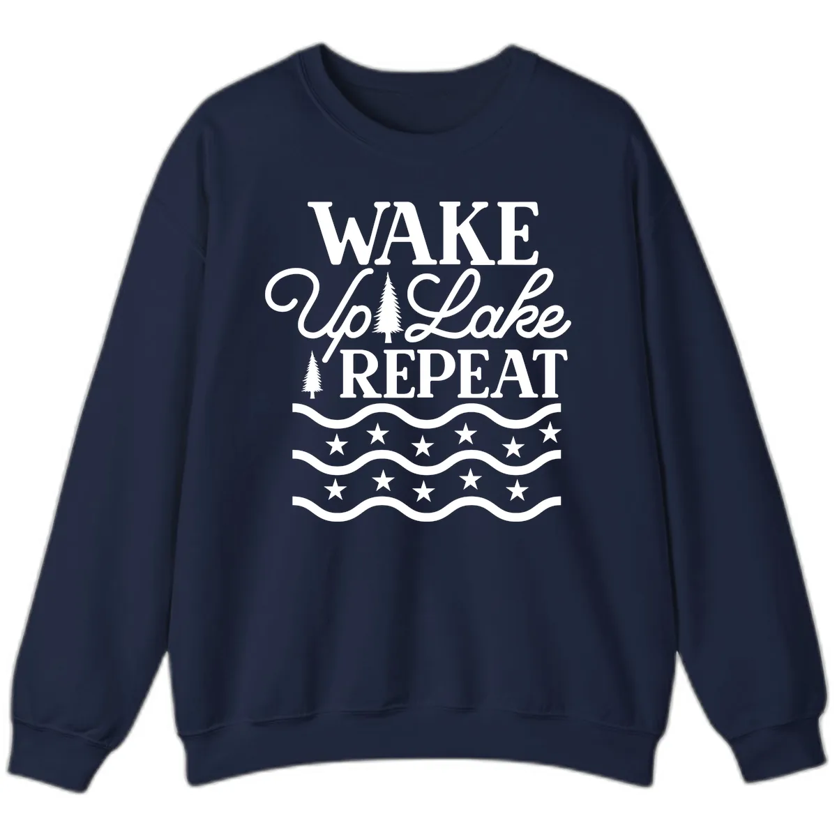 Wake Up Lake Repeat Lifestyle Design Sweatshirt in Navy