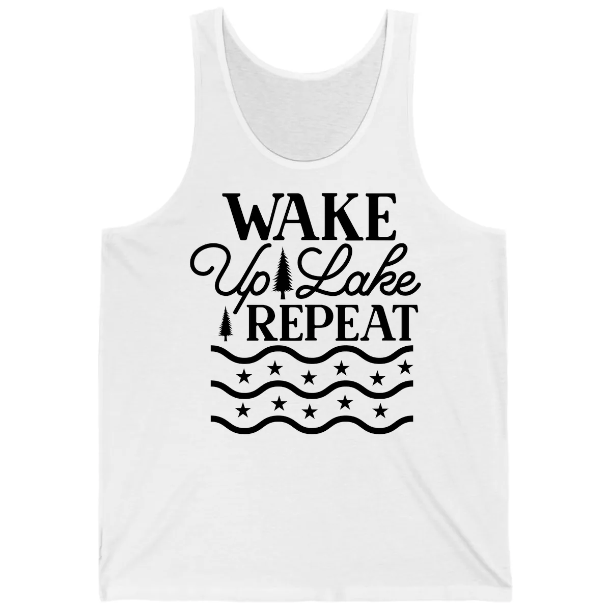 Wake Up Lake Repeat Lifestyle Design Tank in White
