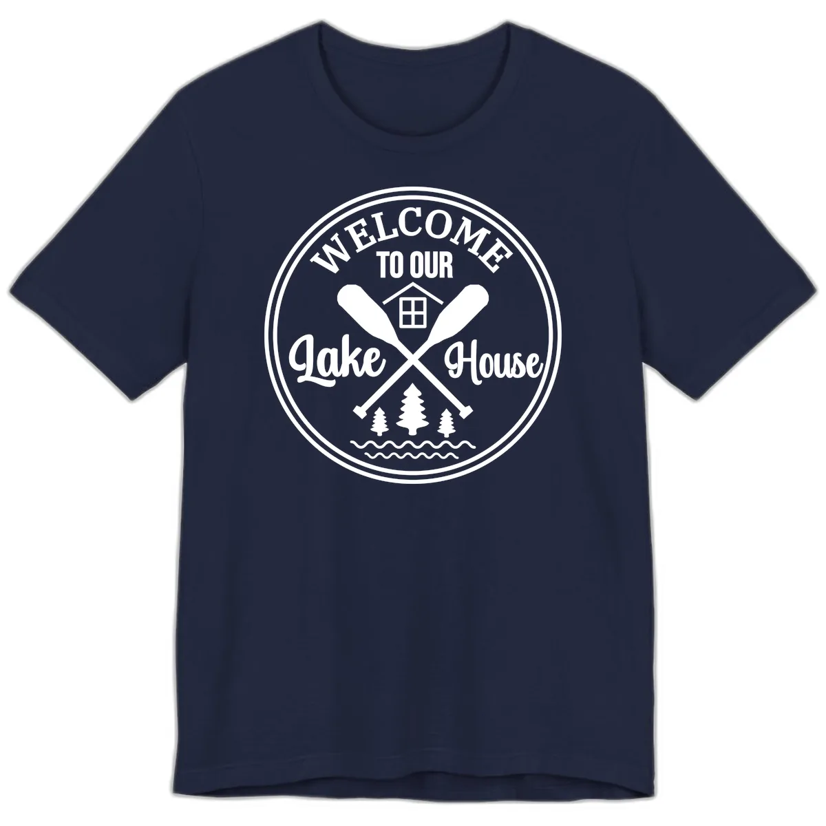 Welcome To Our Lake House Design Premium T-Shirt in Navy