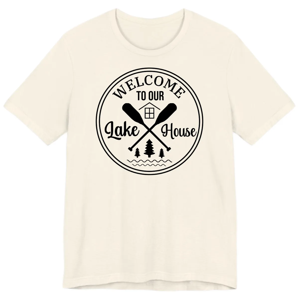 Welcome To Our Lake House Design Premium T-Shirt in Natural