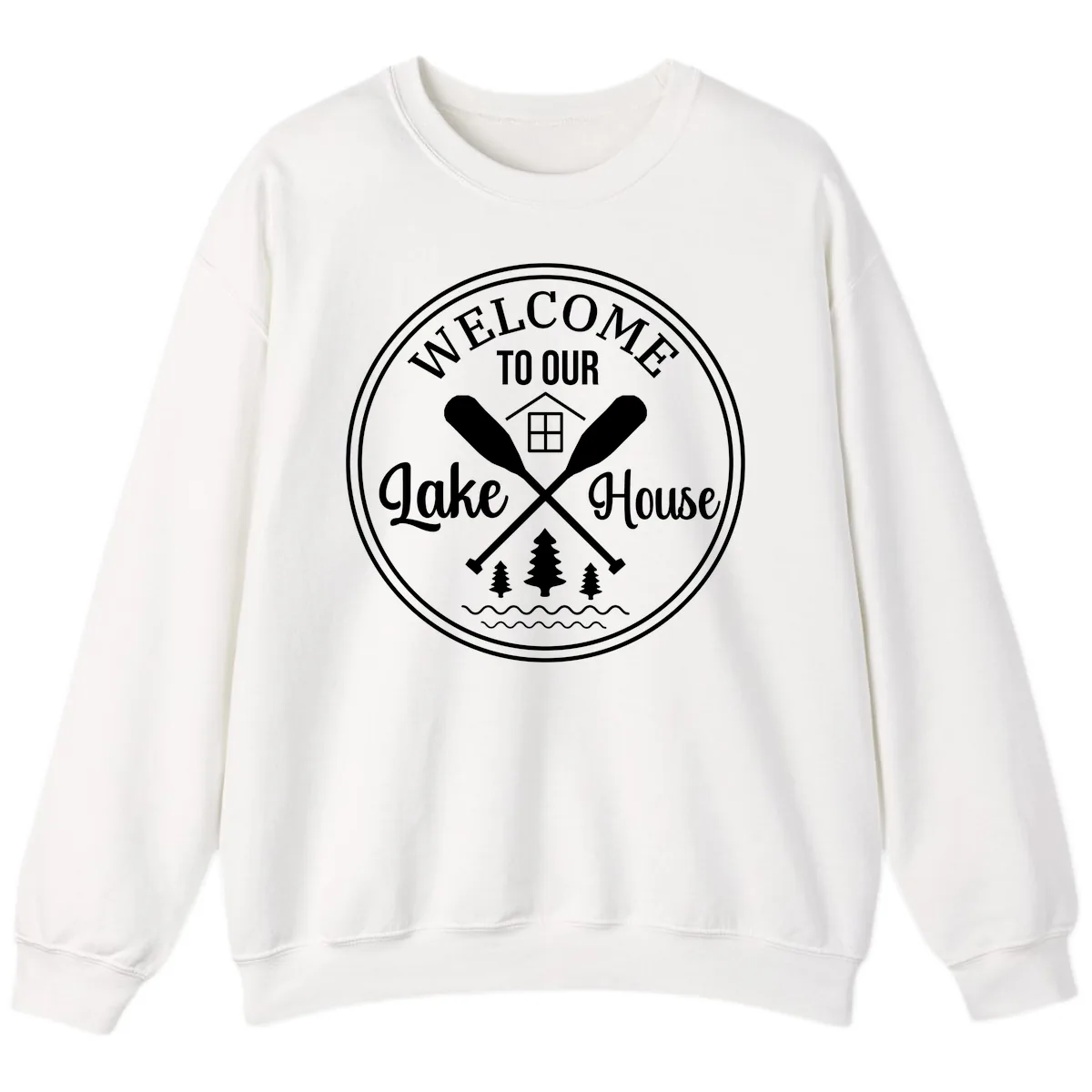Welcome To Our Lake House Design Sweatshirt in White