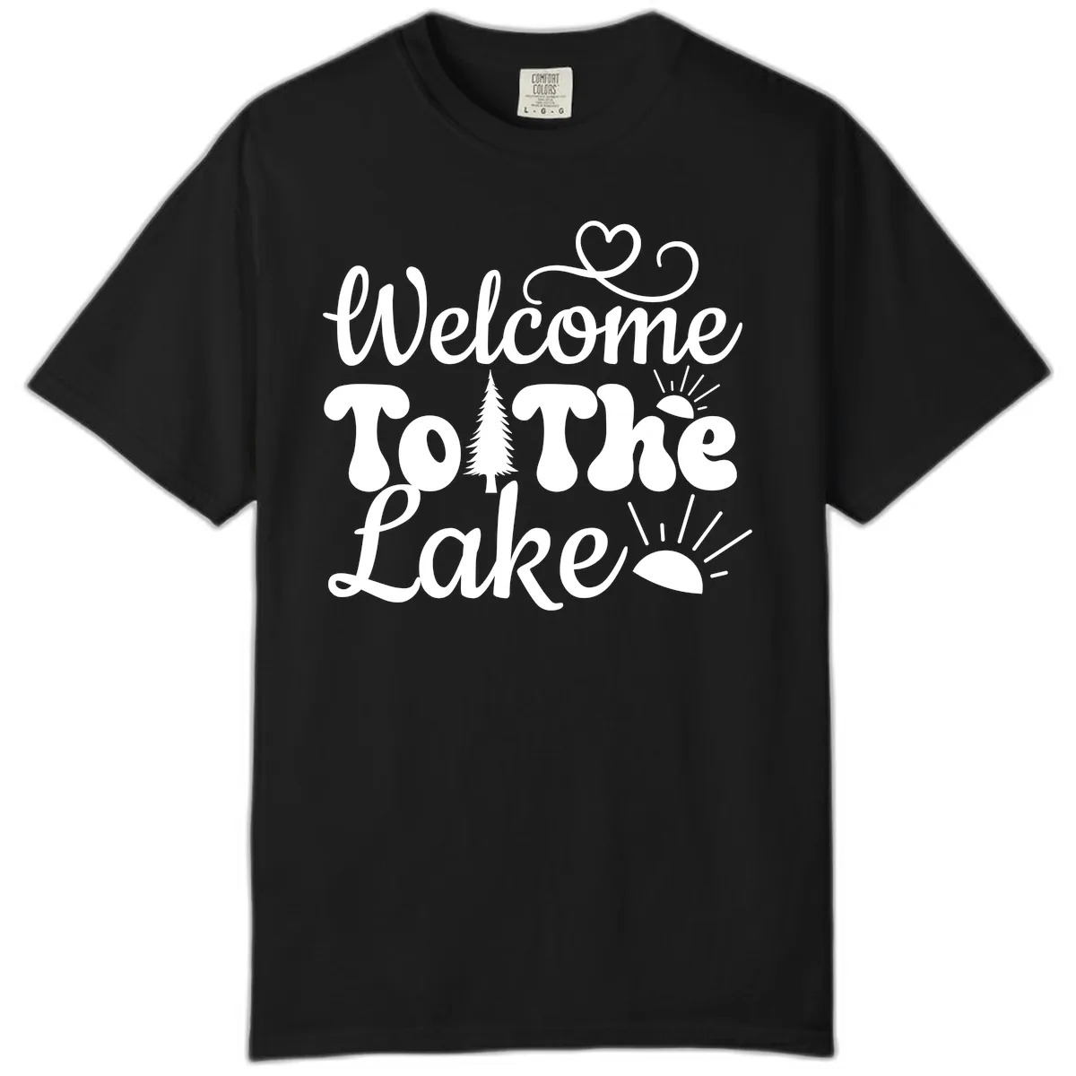 Welcome To The Lake Typography Design Comfort Color in Black