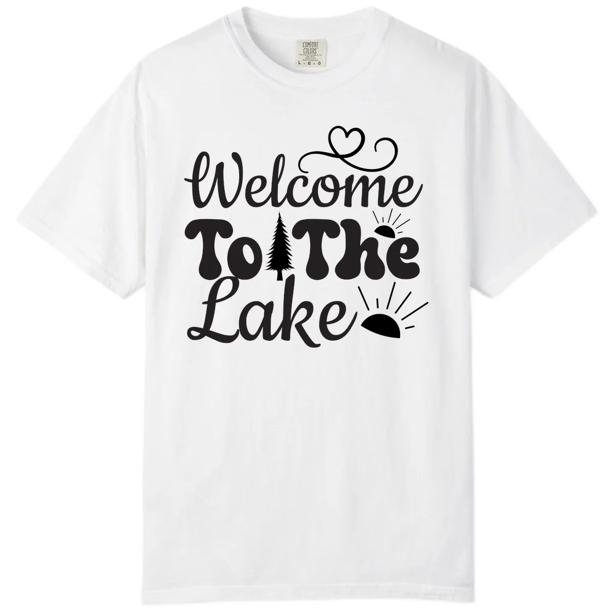 Welcome To The Lake Typography Design Comfort Color in White