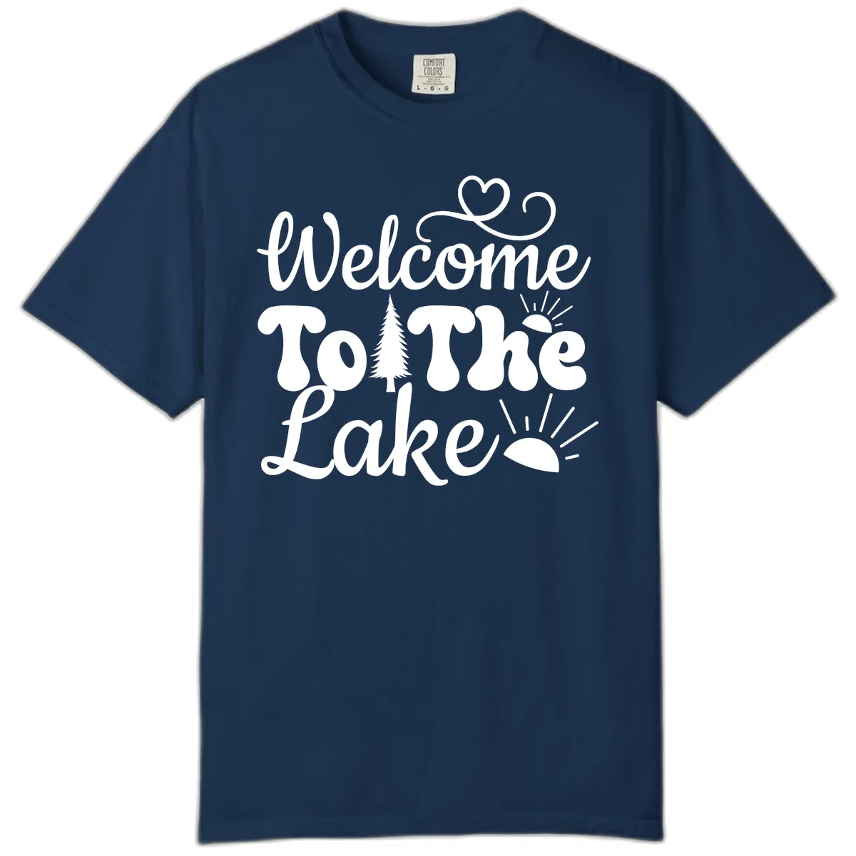 Welcome To The Lake Typography Design Comfort Color in Navy