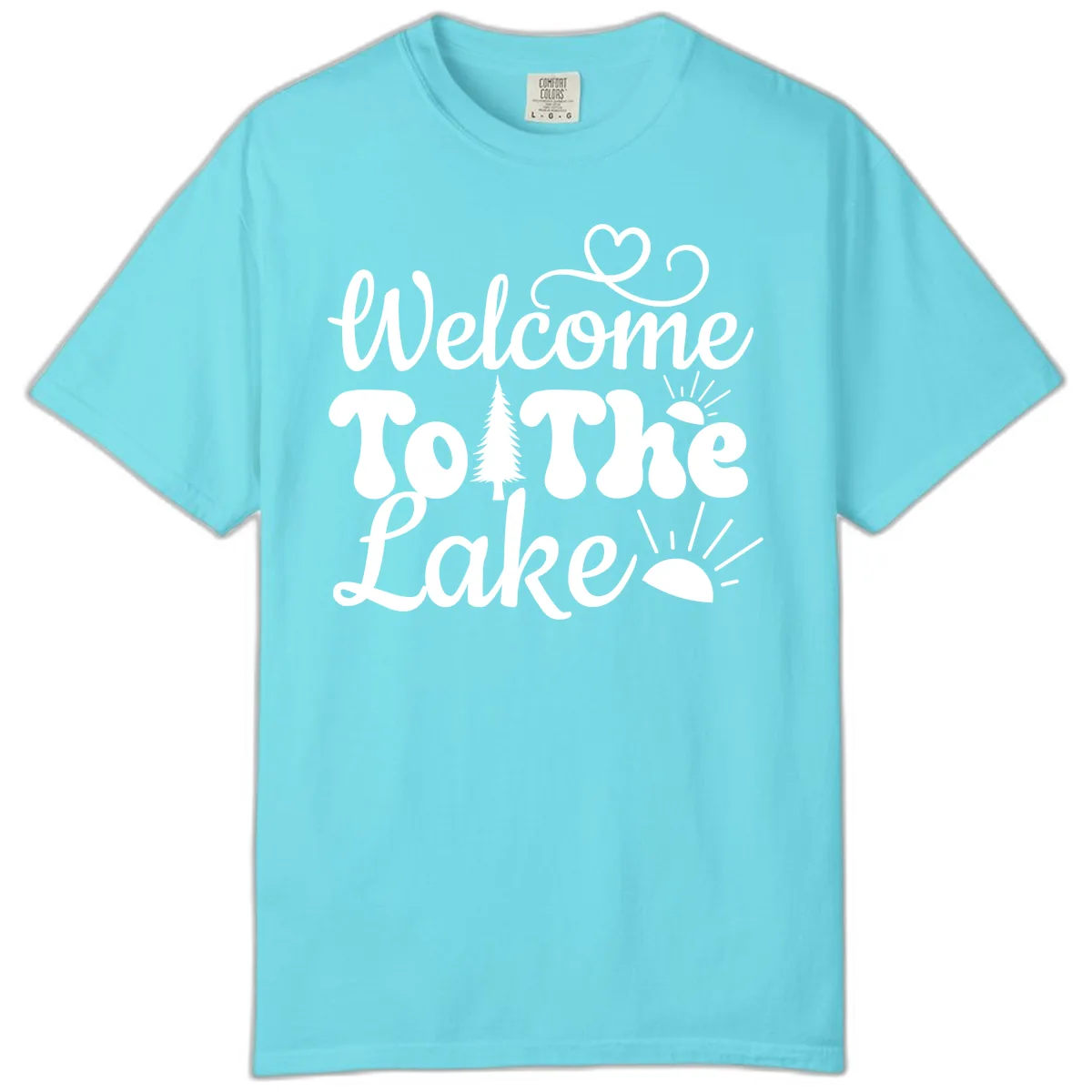 Welcome To The Lake Typography Design Comfort Color in Lagoon Blue