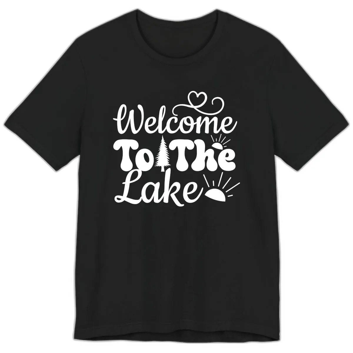 Welcome To The Lake Typography Design Premium T-Shirt in Black