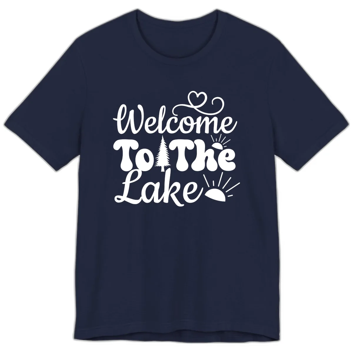 Welcome To The Lake Typography Design Premium T-Shirt in Navy