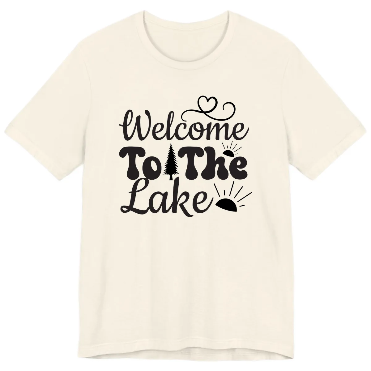 Welcome To The Lake Typography Design Premium T-Shirt in Natural