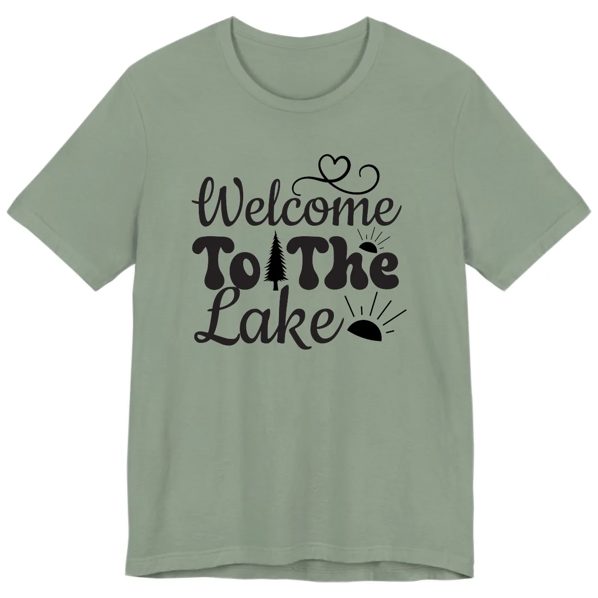 Welcome To The Lake Typography Design Premium T-Shirt in Sage