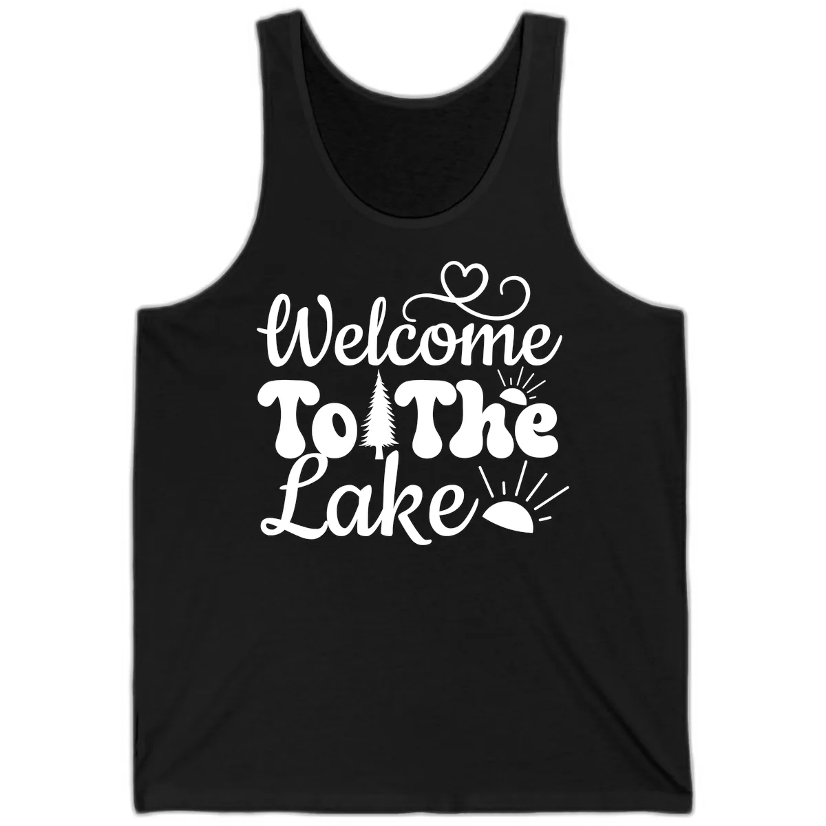Welcome To The Lake Typography Design Tank in Black