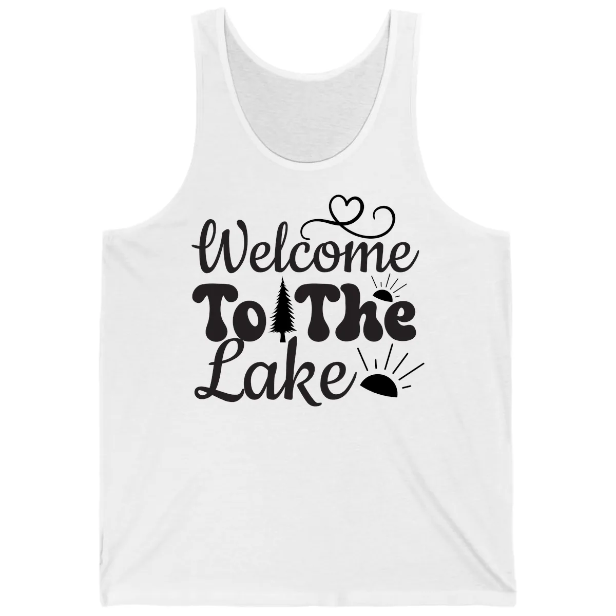Welcome To The Lake Typography Design Tank in White