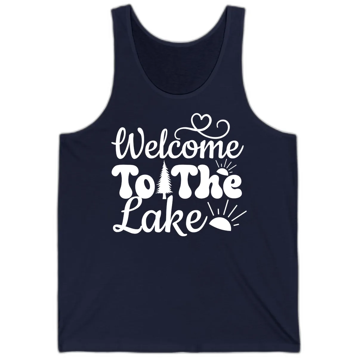 Welcome To The Lake Typography Design Tank in Navy
