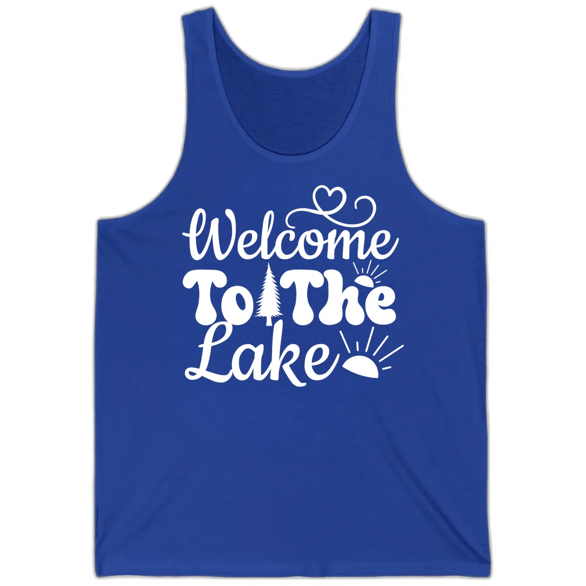 Welcome To The Lake Typography Design Tank in True Royal