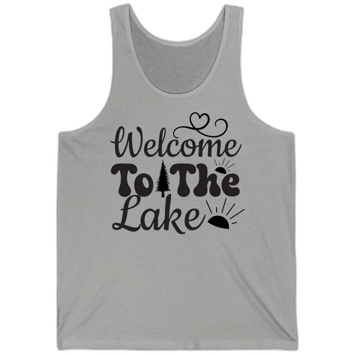Welcome To The Lake Typography Design Tank in Athletic Heather
