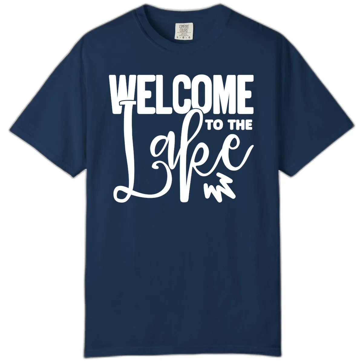 Welcome To The Lake Typography Design Comfort Color in Navy
