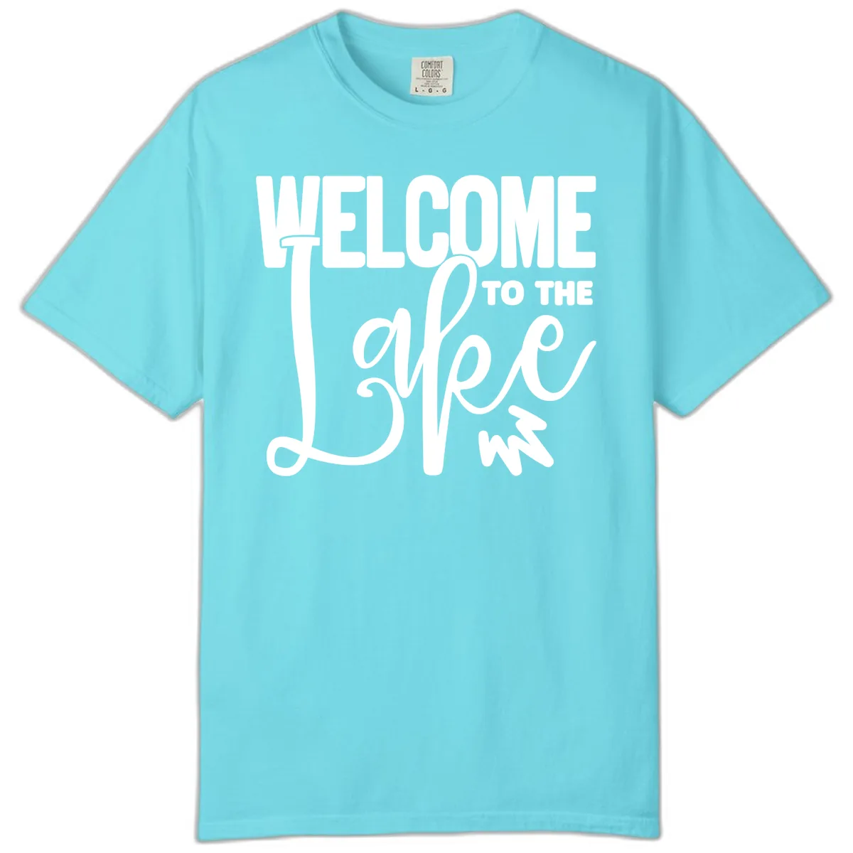 Welcome To The Lake Typography Design Comfort Color in Lagoon Blue