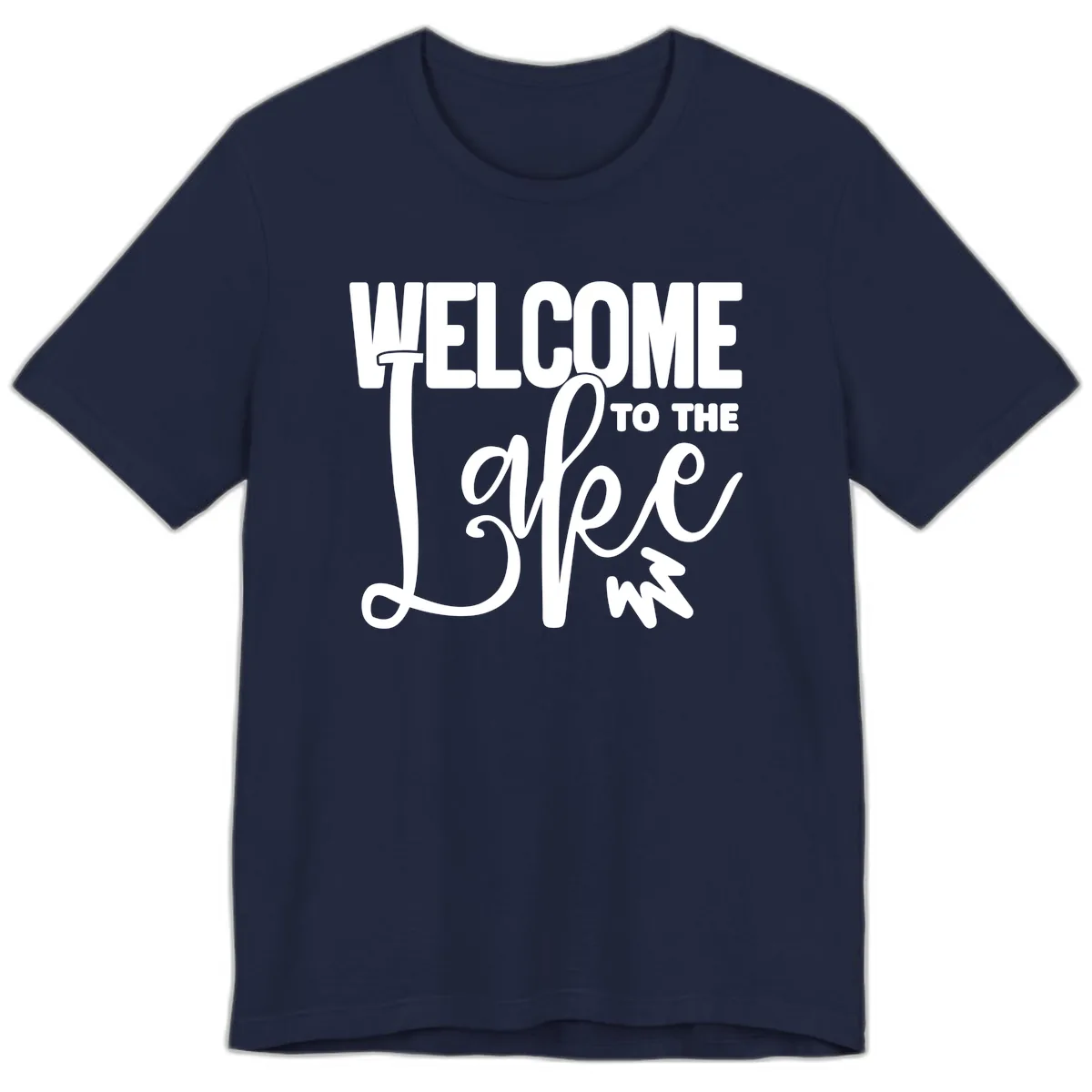 Welcome To The Lake Typography Design Premium T-Shirt in Navy