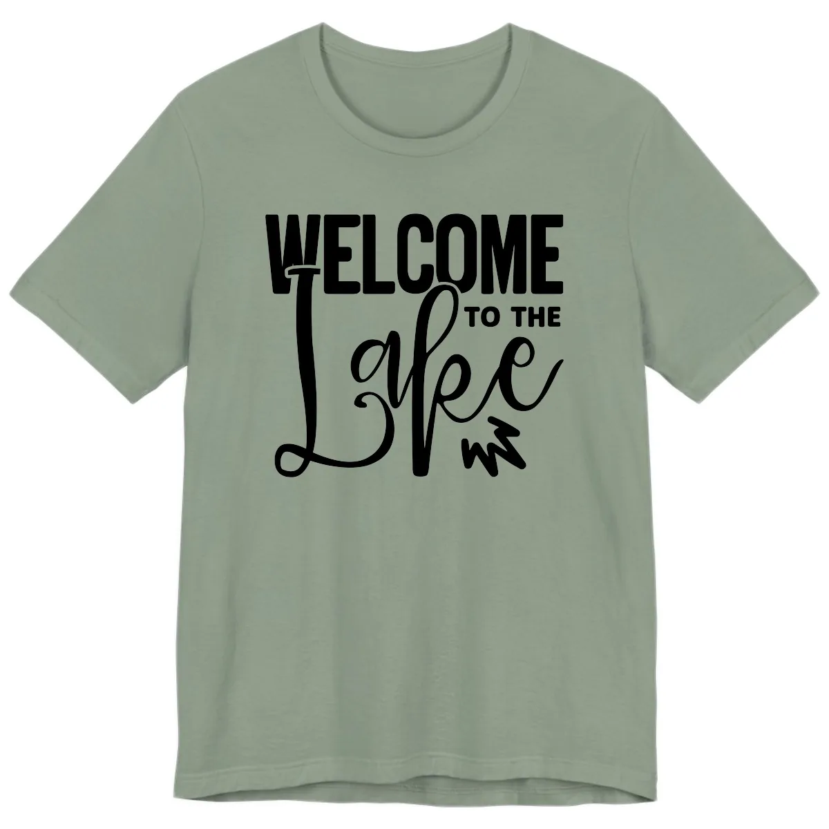 Welcome To The Lake Typography Design Premium T-Shirt in Sage