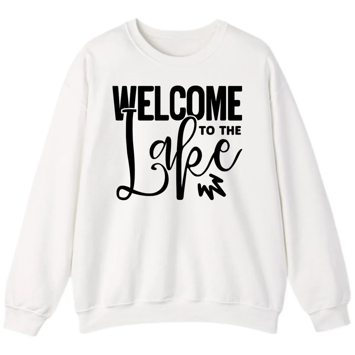 Welcome To The Lake Typography Design Sweatshirt in White