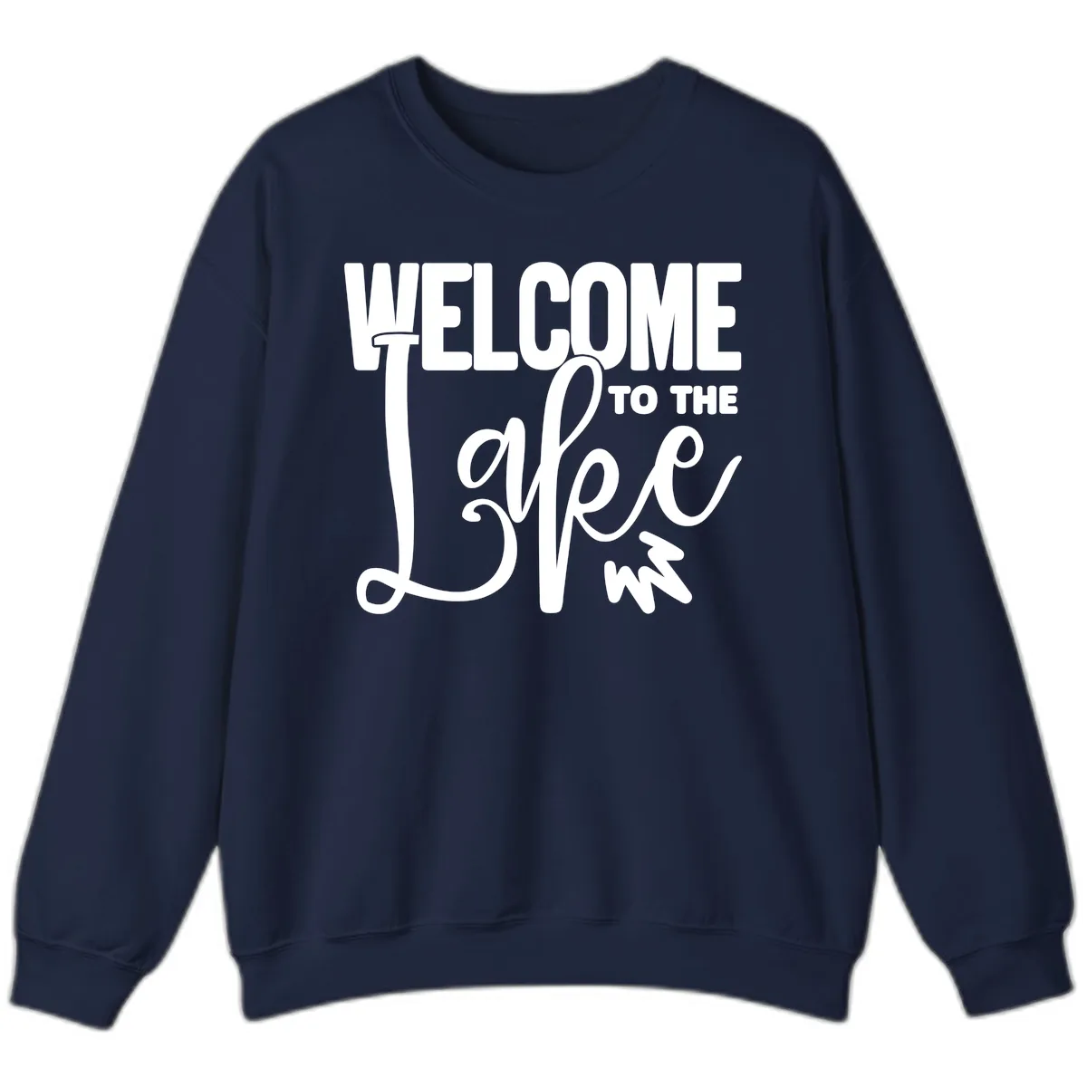Welcome To The Lake Typography Design Sweatshirt in Navy