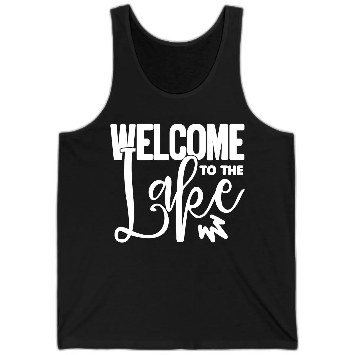 Welcome To The Lake Typography Design Tank in Black