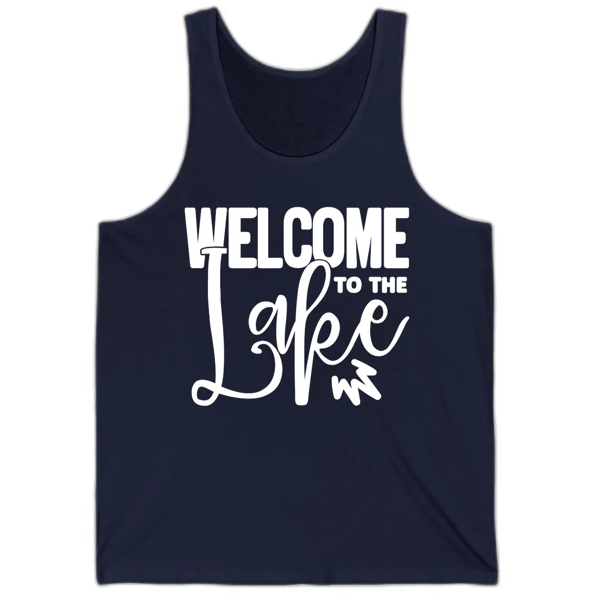 Welcome To The Lake Typography Design Tank in Navy