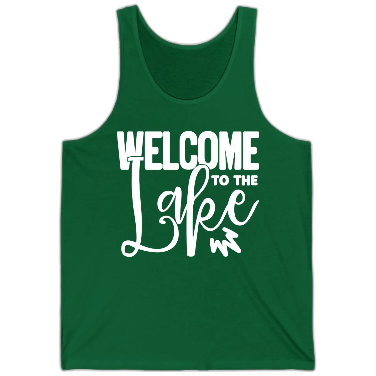 Welcome To The Lake Typography Design Tank in Kelly