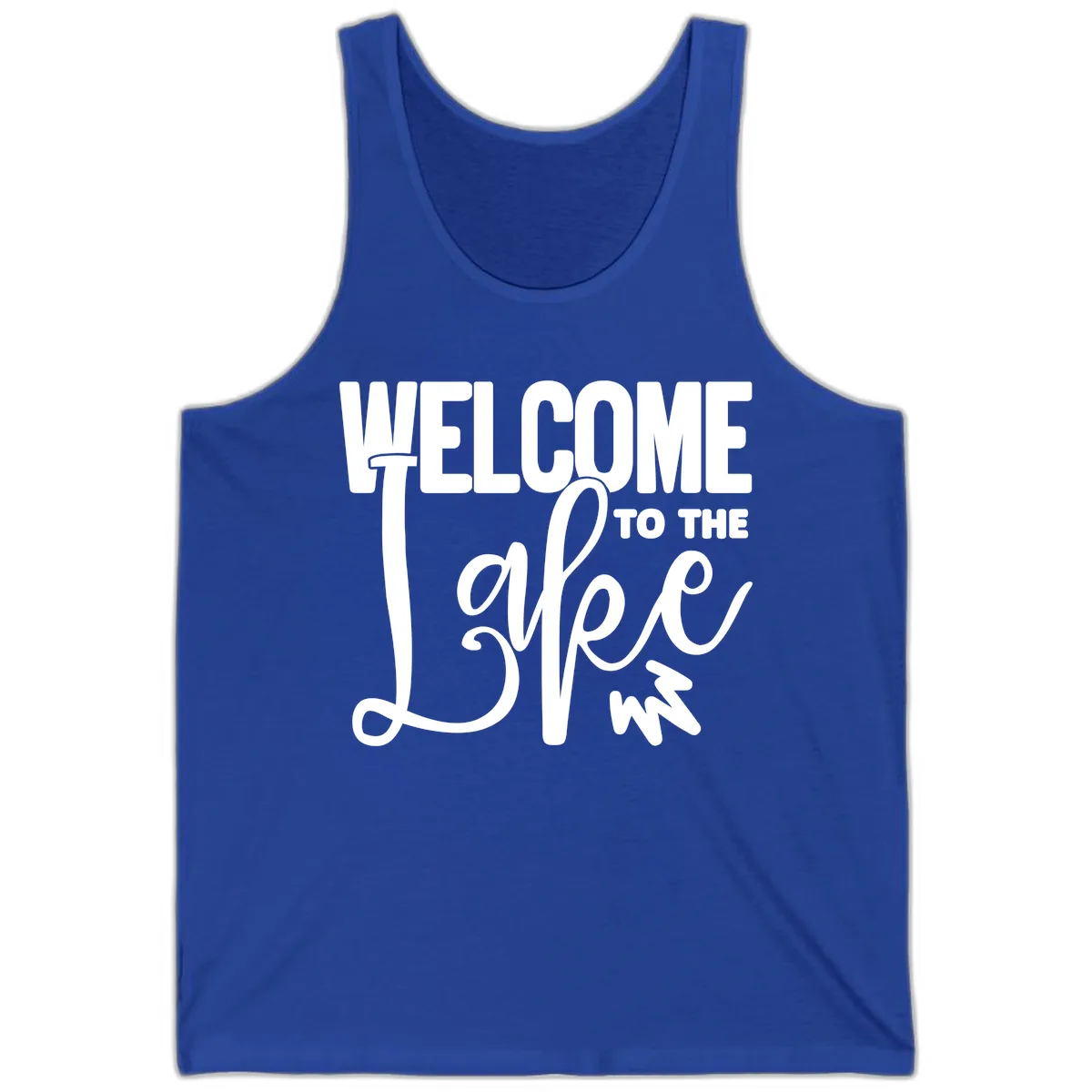 Welcome To The Lake Typography Design Tank in True Royal