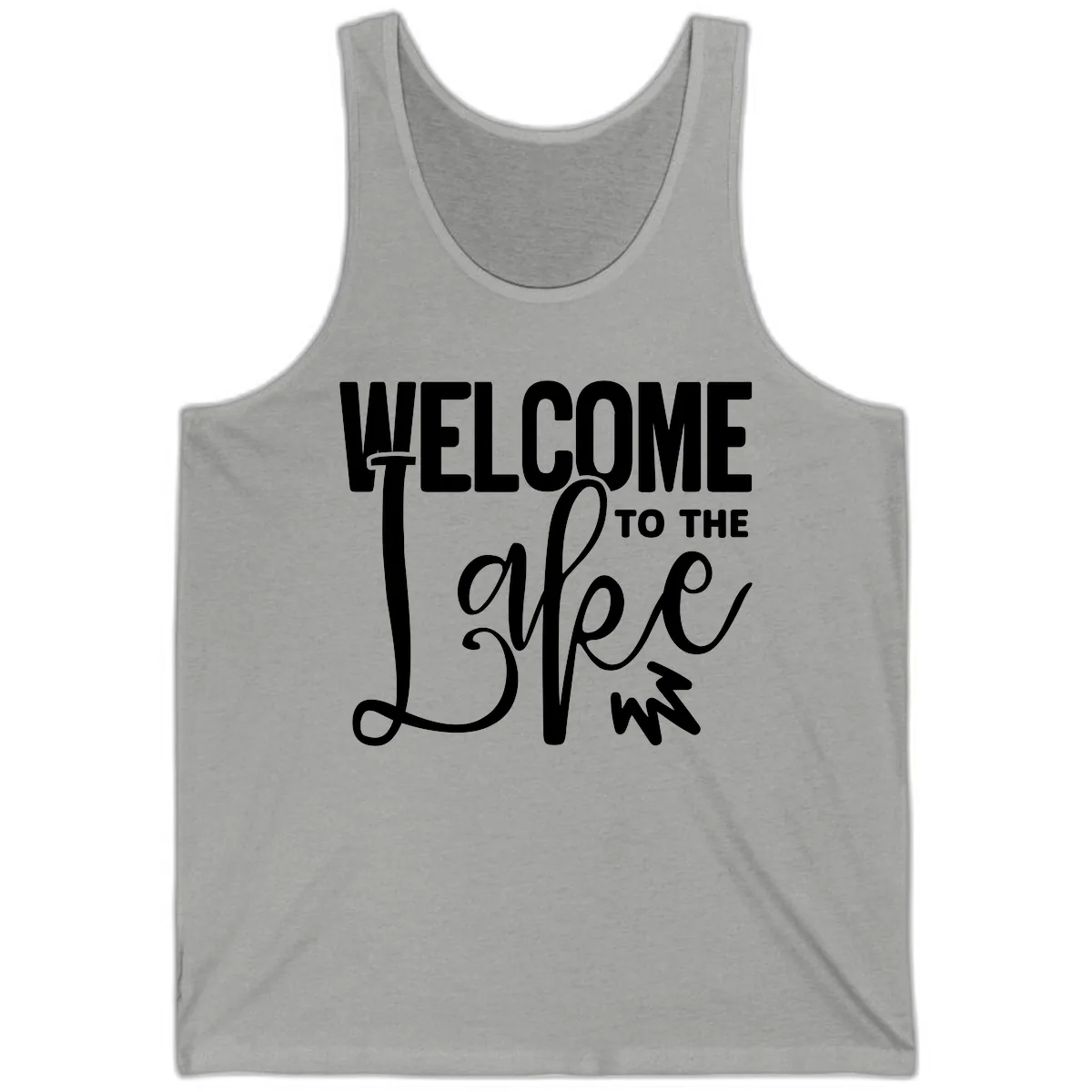 Welcome To The Lake Typography Design Tank in Athletic Heather